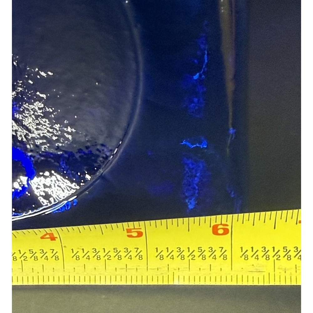 VTG Blenko Glass 384 Cobalt Blue Double Spout Water Bottle Pitcher Foil Label - Picture 11 of 13